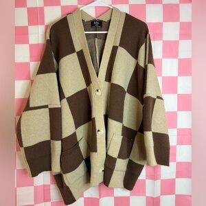 Dressed in LALA Cookie Dough Checkered Cardigan L/XL